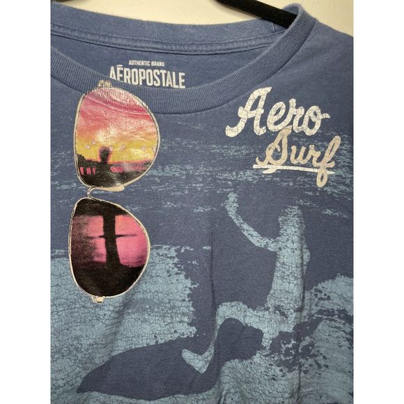 13 year old Aeropostale T-Shirt Size XXL Beach Scene "Surfs Up" - Picture 2 of 5